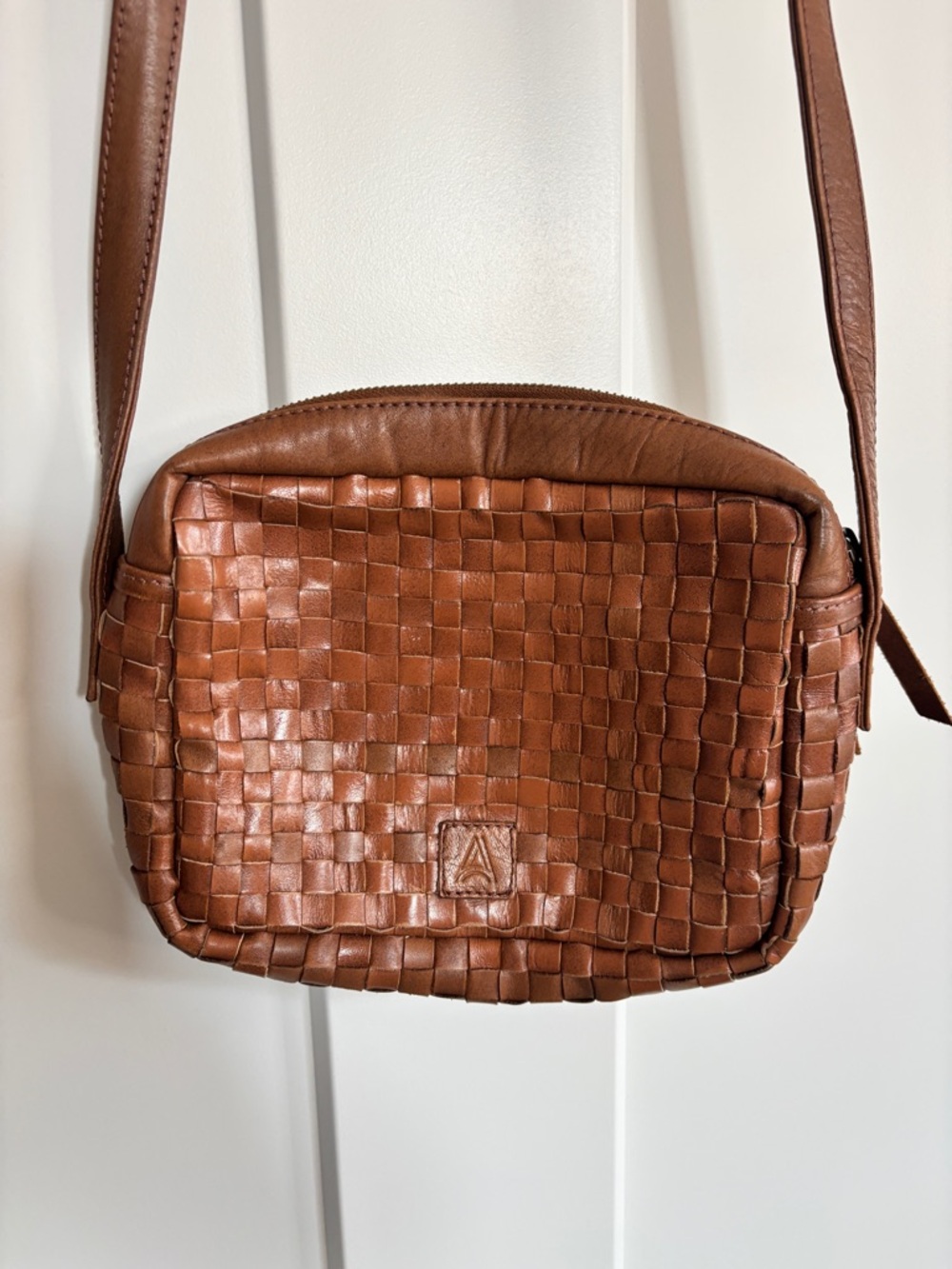 Able Woven Leather Crossbody Bag - Brown